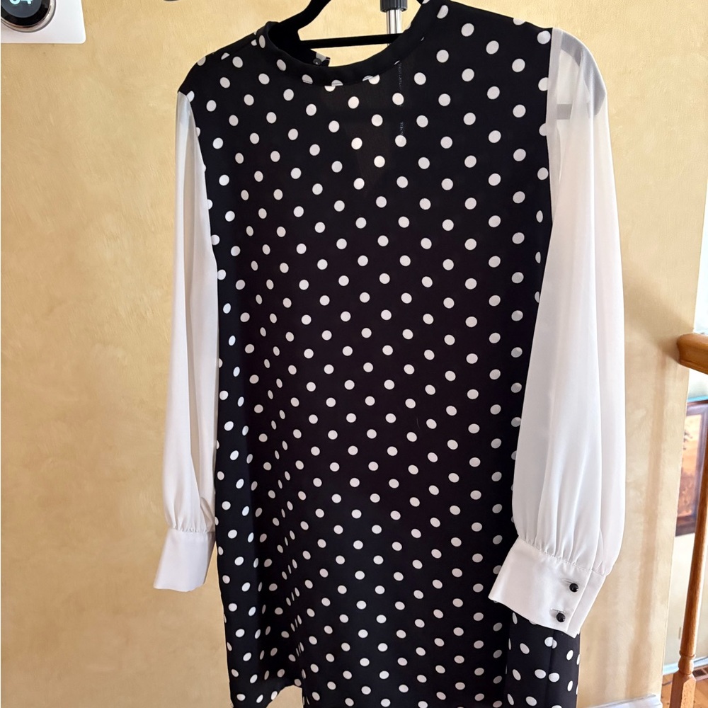 Navy and White Polka Dot Dress
